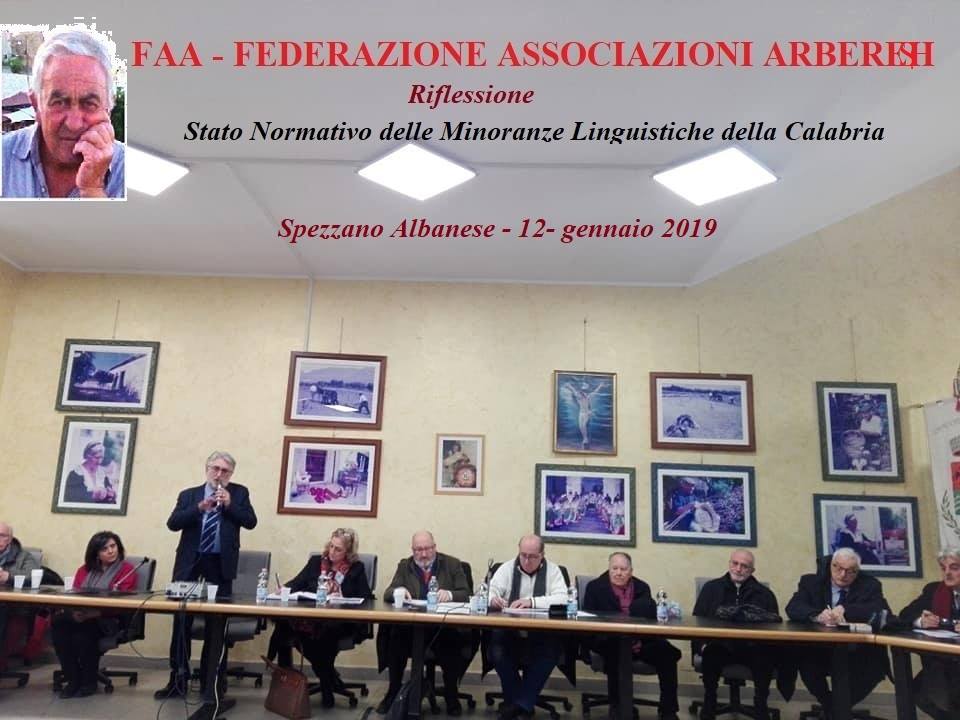 FAA – Convegno Stato Normativo Delle Minoranze Linguistiche Della Calabria – 12 gennaio 2019